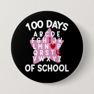100 dagen alfabet voor school 100ste dag leraar  ronde button 7,6 cm