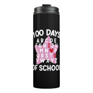 100 dagen alfabet voor school 100ste dag leraar  thermosbeker