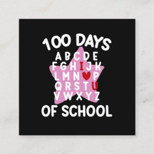 100 dagen alfabet voor school 100ste dag leraar  vierkante visitekaartje