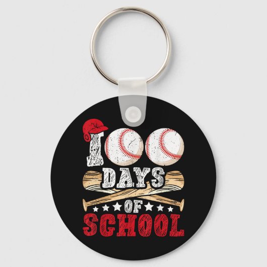 100 dagen Baseball Boys Kinder Leraar Sleutelhanger (Voorkant)