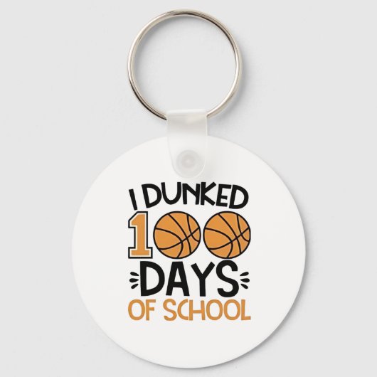 100 dagen basketbalspeler op school sleutelhanger (Voorkant)