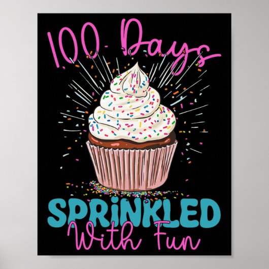 100 dagen besprenkeld met leuke cupcake Kinder 100 Poster (Voorkant)