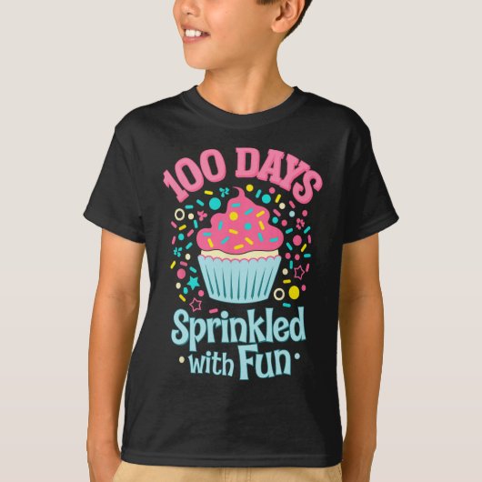 100 dagen besprenkeld met leuke cupcake Shirt Happ (Voorkant)