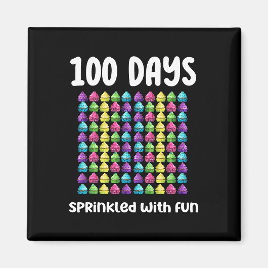 100 dagen besprenkeld met leuke cupcake viering SC Magneet (Voorkant)