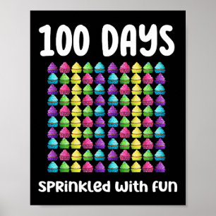 100 dagen besprenkeld met leuke cupcake viering SC Poster