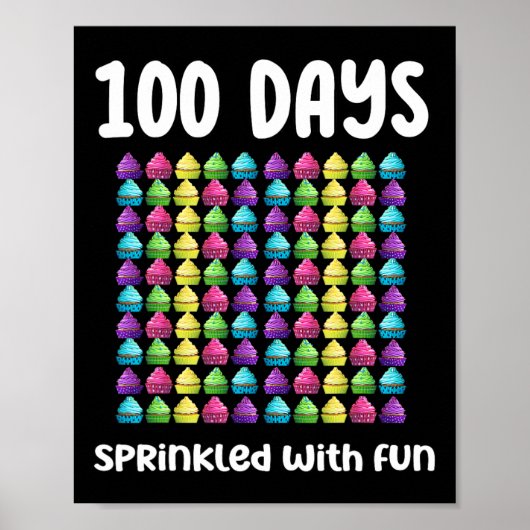 100 dagen besprenkeld met leuke cupcake viering SC Poster (Voorkant)