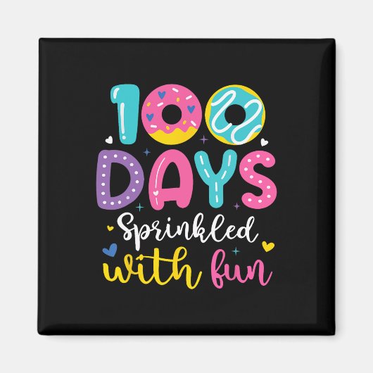 100 dagen besprenkeld met leuke donut 100e dag van magneet (Voorkant)