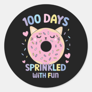 100 dagen besprenkeld met leuke donut 100e dag van ronde sticker