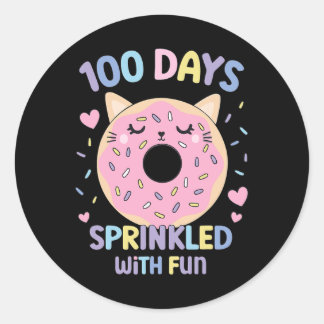 100 dagen besprenkeld met leuke donut 100e dag van ronde sticker