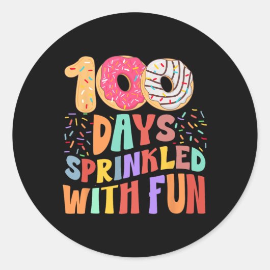 100 dagen besprenkeld met leuke donut grappig 100e ronde sticker (Voorkant)