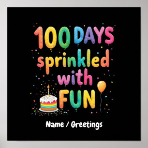 100 dagen besprenkeld met plezier vieren schoolvre poster