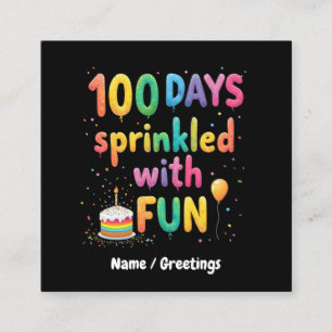 100 dagen besprenkeld met plezier vieren schoolvre vierkante visitekaartje