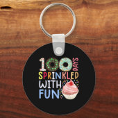 100 dagen bestrooid met leuke cupcake 100 dagen va sleutelhanger (Voorkant)