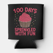 100 dagen bestrooid met leuke cupcake school meisj blikjeskoeler (Voorkant)