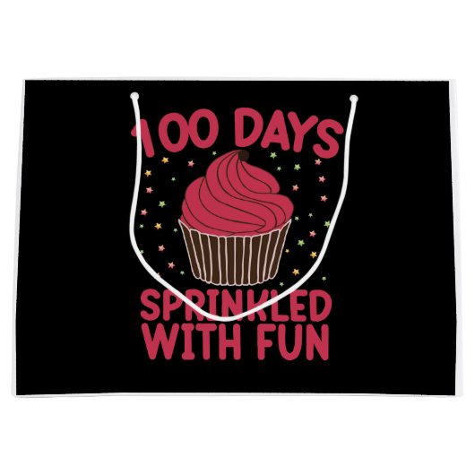 100 dagen bestrooid met leuke cupcake school meisj groot cadeauzakje (Voorkant)