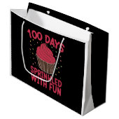 100 dagen bestrooid met leuke cupcake school meisj groot cadeauzakje (Voorkant Gekanteld)