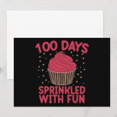 100 dagen bestrooid met leuke cupcake school meisj kaart (Voorkant / Achterkant)