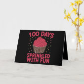 100 dagen bestrooid met leuke cupcake school meisj kaart (Gele Bloem)