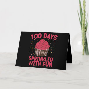 100 dagen bestrooid met leuke cupcake school meisj kaart