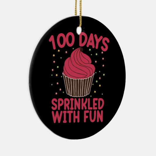 100 dagen bestrooid met leuke cupcake school meisj keramisch ornament (Rechts)