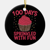100 dagen bestrooid met leuke cupcake school meisj keramisch ornament (Voorkant)