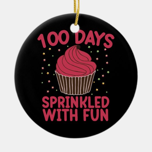 100 dagen bestrooid met leuke cupcake school meisj keramisch ornament (Voorkant)