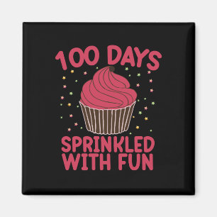 100 dagen bestrooid met leuke cupcake school meisj magneet