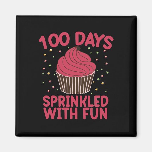 100 dagen bestrooid met leuke cupcake school meisj magneet (Voorkant)