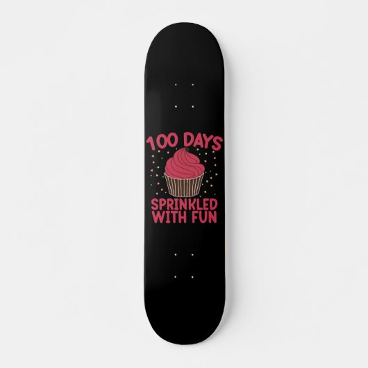 100 dagen bestrooid met leuke cupcake school meisj persoonlijk skateboard (Voorkant)