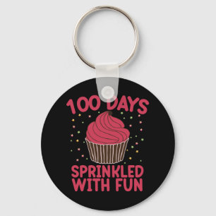 100 dagen bestrooid met leuke cupcake school meisj sleutelhanger