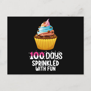 100 dagen bestrooid met leuke cupcake schoolleraar briefkaart