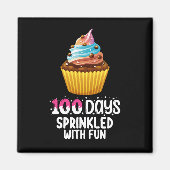 100 dagen bestrooid met leuke cupcake schoolleraar magneet (Voorkant)
