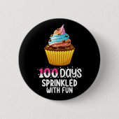 100 dagen bestrooid met leuke cupcake schoolleraar ronde button 5,7 cm (Voorkant)
