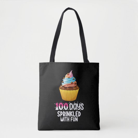 100 dagen bestrooid met leuke cupcake schoolleraar tote bag (Voorkant)