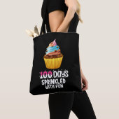 100 dagen bestrooid met leuke cupcake schoolleraar tote bag (Dichtbij)