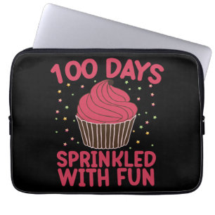 100 dagen bezaaid met leuk cupcake schoolmeisje laptop sleeve