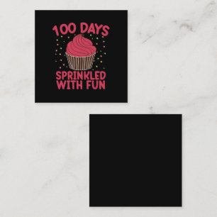 100 Dagen Bezaaid Met Plezierige Cupcake Schoolmei Vierkante Visitekaartje