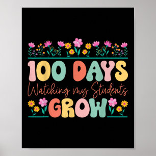 100 dagen bloemen kweken leraar 100ste dag van poster