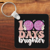 100 Dagen Brighter Disco Bal 100ste Dag Van School Sleutelhanger (Voorkant)