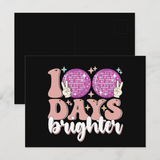 100 dagen Brighter Disco Ball 100th dag van de sch Briefkaart (Voorkant / Achterkant)