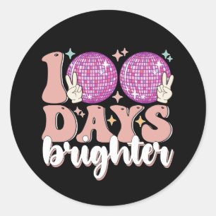 100 dagen Brighter Disco Ball 100th dag van de sch Ronde Sticker