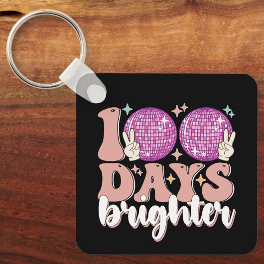 100 dagen Brighter Disco Ball 100th dag van de sch Sleutelhanger (Voorkant)