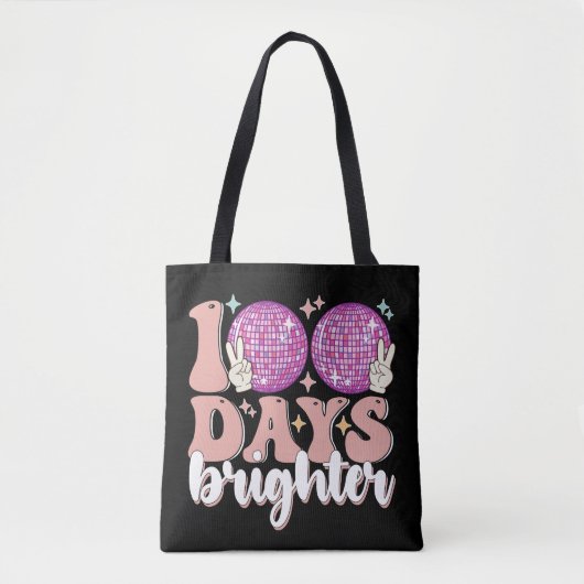 100 dagen Brighter Disco Ball 100th dag van de sch Tote Bag (Voorkant)