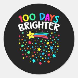 100 dagen Brighter Happy 100 dagen schoolleraar Ronde Sticker