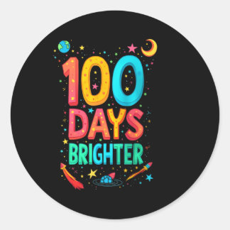 100 dagen Brighter Happy 100th Day of School Color Ronde Sticker