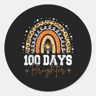 100 dagen Brighter Happy 100th Day of School Rainb Ronde Sticker
