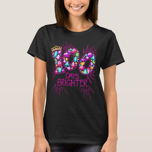 100 dagen Brighter School Sparkling Jewels Pareltj T-shirt (Voorkant)