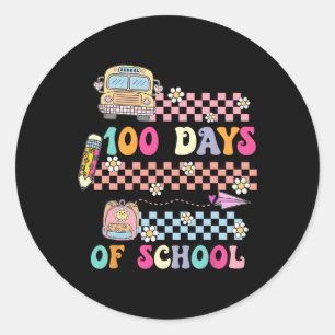 100 Dagen Bruh Bus Happy 100 Dagen Schoolleraar Ronde Sticker