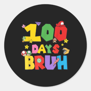 100 dagen Bruh Grappig 100ste schooldag voor kinde Ronde Sticker