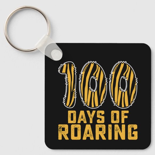 100 Dagen Brullende Tijger Grappige 100e Dag Schoo Sleutelhanger (Voorkant)
